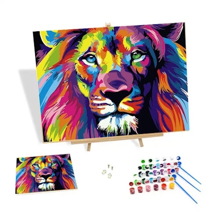 Painting by numbers, lejon, 40x50cm, med ram.