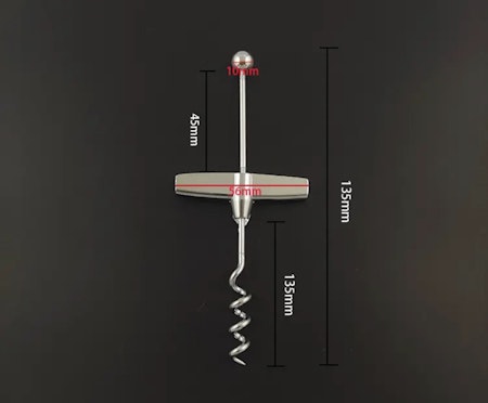 Pärla en korkskruv, rostfritt stål, 13.5cm (st)