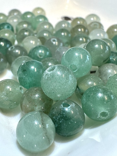 Green aventurine, naturlig kristall, 8-8,5mm (ca 25st)