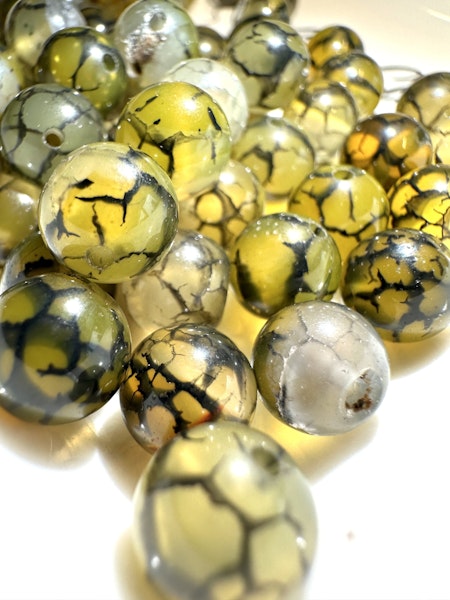Dragon veins, khaki, Naturlig agate, 8mm (ca 25st)