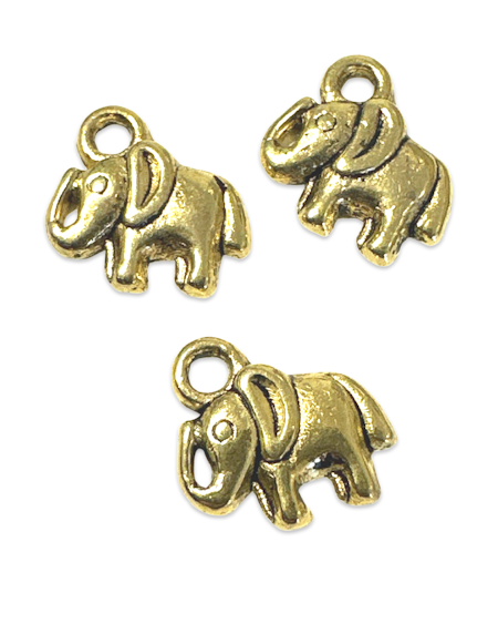Liten Elefant, berlock i antik guld. 11mm (1st)