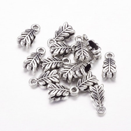 Berlockhållare, fjäder silver, 14x6,5mm (20st)