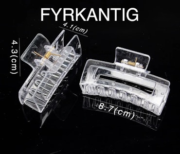 Hårklämma, fyrkantig transparent, produkt att fluffa, 8,7cm