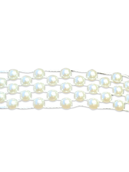 Länk med små pärlor i pärlimitation, creme, 6-strand, 1.3mm (1 meter)