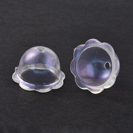 Kupol till penna, transparent glittrig akryl, 24x15mm (5st)