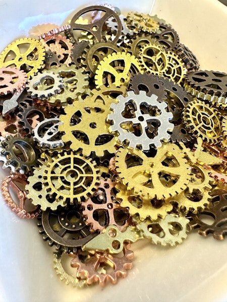 Mixade Kugghjul i mässing steam punk 12-28 mm (10st)