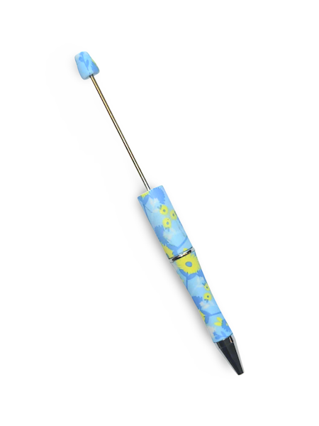 Pärla en penna, blå med daisys