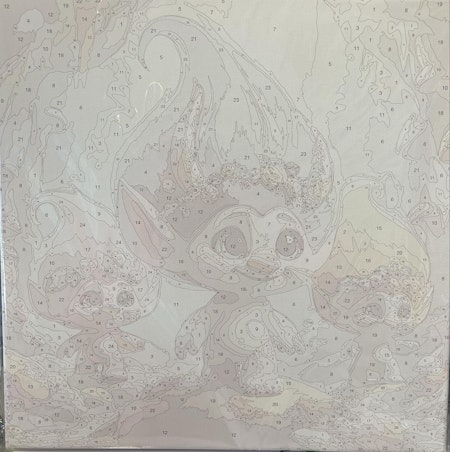 Painting by numbers, troll, 40x40cm, med trästomme.
