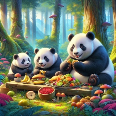 Painting by numbers, panda på buffé, 40x40cm, med trästomme.