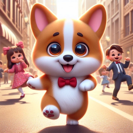 Painting by numbers, corgi dance, 40x40cm, med trästomme.