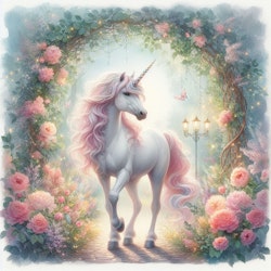 Diamond Painting, 40x40cm, romantic unicorn, komplett kit, fyrkantiga