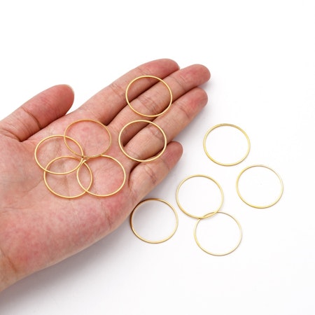 Länkring, 25mm, mässing guld (10st)