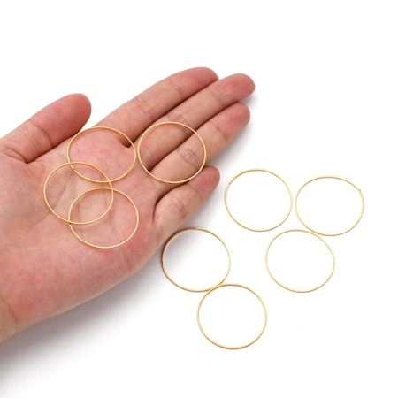 Länkring, 30mm, mässing guld (10st)