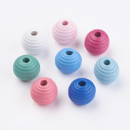 Bikupor av naturlig maple wood, pastell, 14mm (50st)
