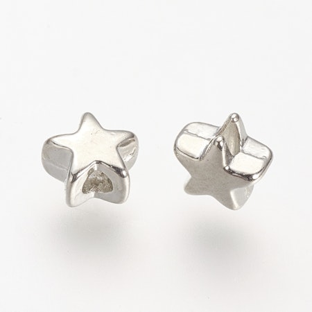 Stjärnor i tibetsilver, nickelfria mellandelar, 5mm (50st)