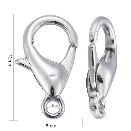 Klolås, 12mm, zink, platinum (10st)