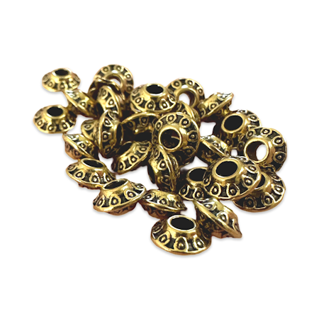 Bicone mellandel i antik guld, 6,5mm (50st)