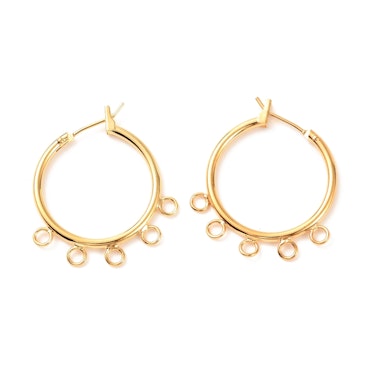 Hoop i äkta 18K guld, örhänge med 5 loop, 27mm (par)