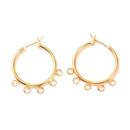 Hoop i äkta 18K guld, örhänge med 5 loop, 27mm (par)