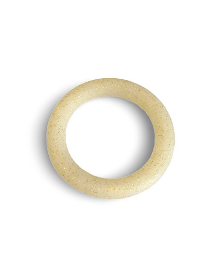 Silikonring, beige/glitter, pärlram, bitring, tvättbar, fri från BPA, 65mm (st)