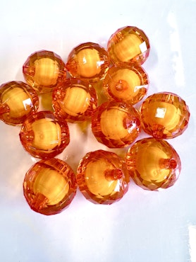 Stor orange discopärla bead in bead akrylpärla, 20mm (st)