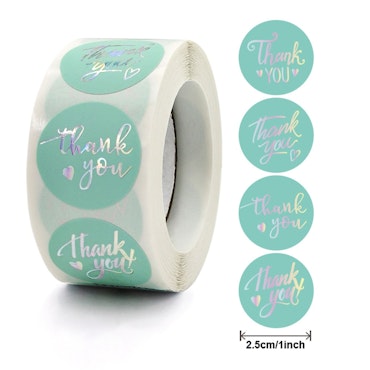 Thank you, turkos, Klistermärke, 2,5cm