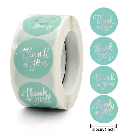 Thank you, turkos, Klistermärke, 2,5cm
