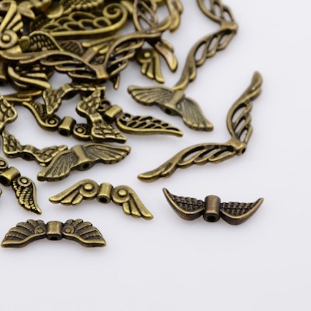 Änglavingar, mix, antik brons, 12-43mm (10st)