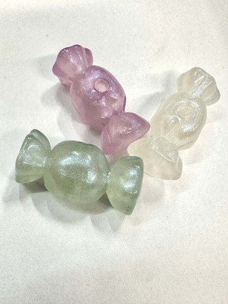 Självlysande karameller, pärla & flatback, 31mm (5st)