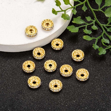 Strassrondell, 10mm, rak, guld, järn, klass A (20st)