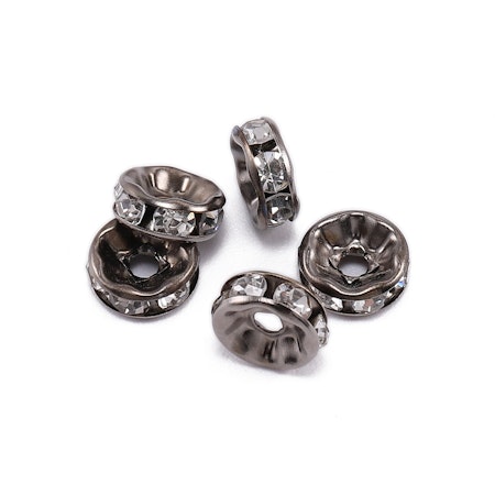 Strassrondell, 6mm, rak, svart, mässing, klass B (50st)