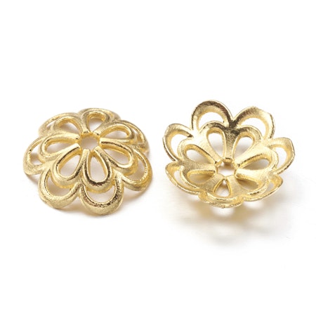 Pärlhatt till större pärlor, guld, 14x4mm (20st)