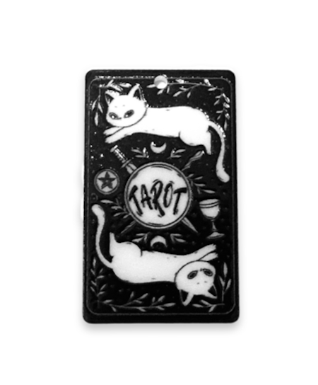 Tarotkort katt, the moon, berlock av akryl, 39x24mm