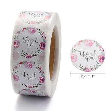 Thank you, rosor, Klistermärke, 2,5cm, (50st)