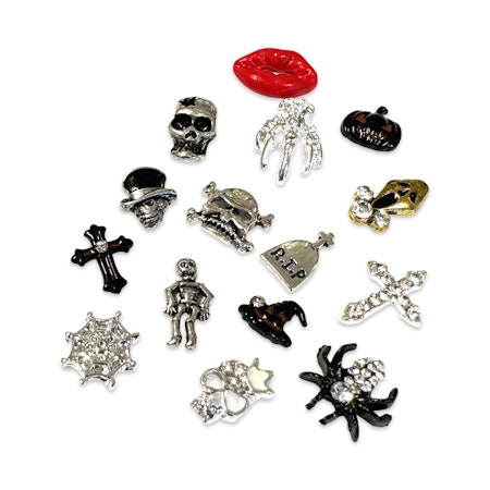 Halloween nailart av mässing, cubic zirconia (15st)