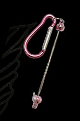 Pinne med karbinlås till nyckelring, cerise metallic, 6cm (st)