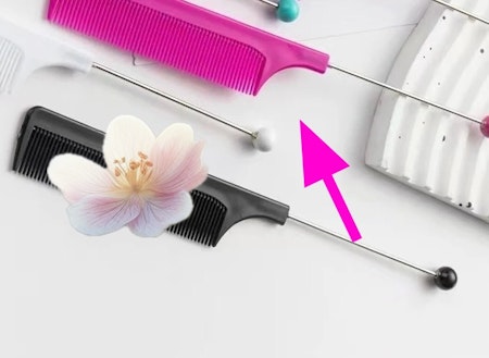 Pärla en kam, hot pink, 2mm stång (st)