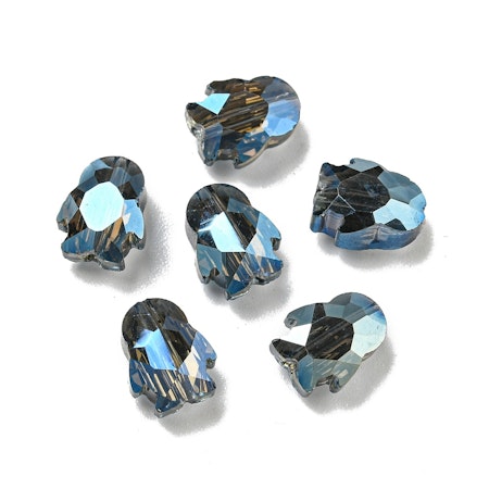 Glaspärlor, pingvin, galvaniserade, blå, 8mm (10st)