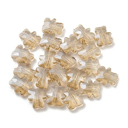 Glaspärlor, björn, galvaniserade, ljusbrun, 9,5mm (10st)