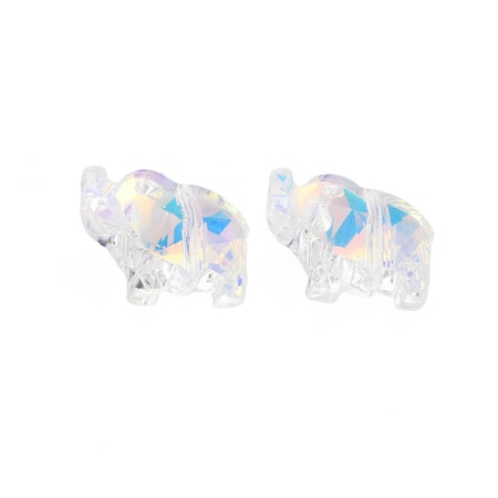 Glaspärlor, elefant, galvaniserade, 15mm (4st)
