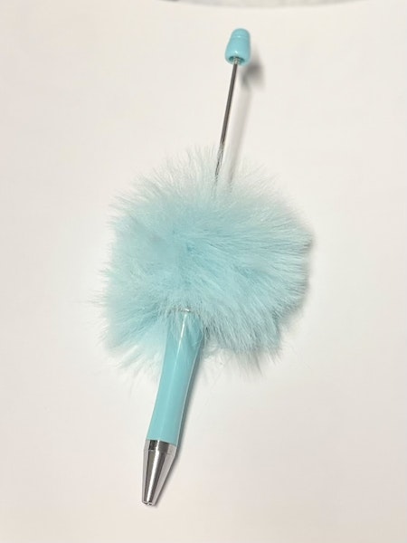 Pärla en penna med fluff, blå (st)