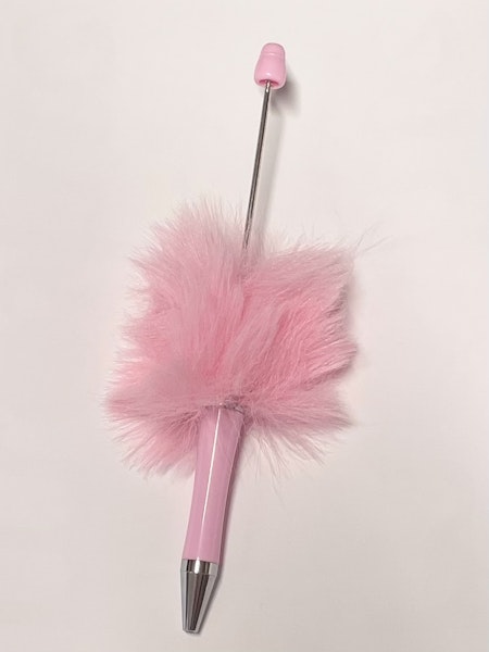 Pärla en penna med fluff, rosa (st)