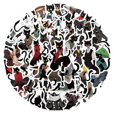 Svart katt mix, Klistermärken av vinyl (10st)