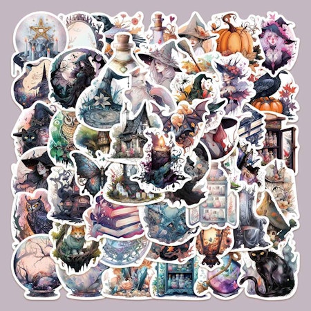 Vintage witch mix, Klistermärken av vinyl (10st)