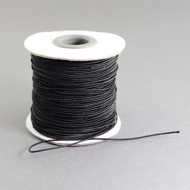 Rund elastisk tråd, svart, 1mm (10meter)
