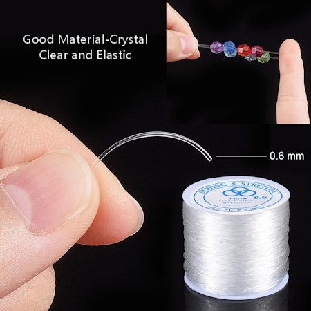 100 meter. Elastisk tråd, 0,6mm, genomskinlig