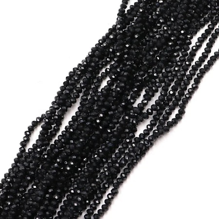 Slipade deluxe glasrondeller, 4x3mm, blackness (145st)