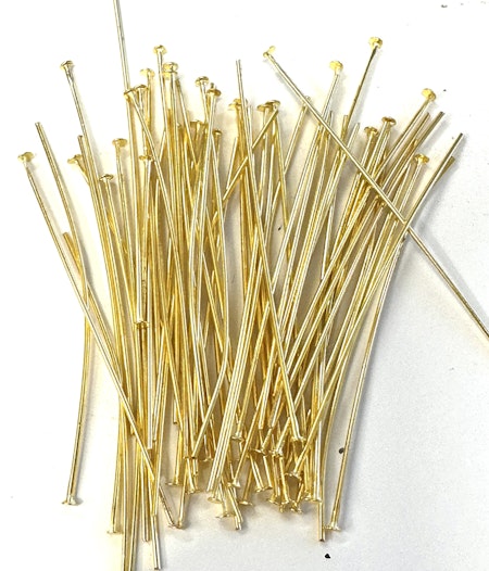 Långa hattpinnar av järn, 5cm, guld (50st)