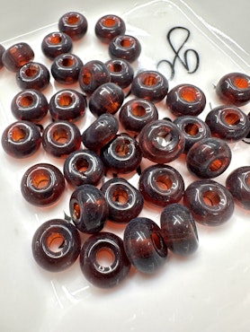 Rondeller av glas, mörkbrun, 10mm (50st)