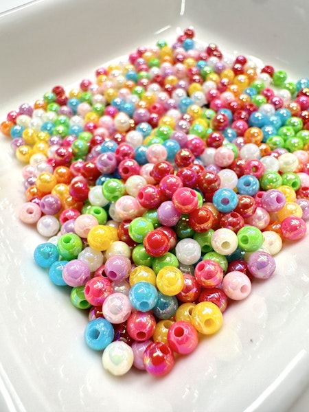 Söta skimrande akrylpärlor, mix, 4mm (500st)